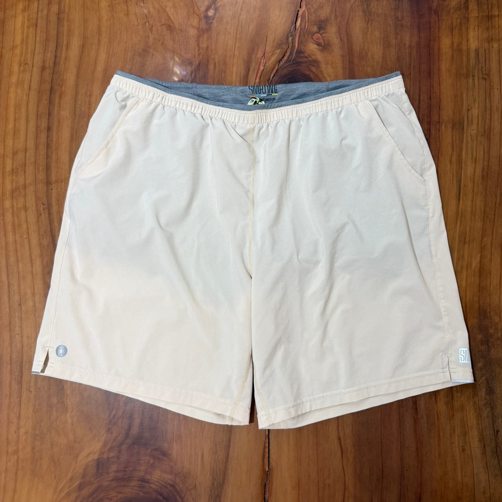 Smartwool Mens Shorts XXL 2XL Lightweight lined Athletic Merino Wool Cream Z19